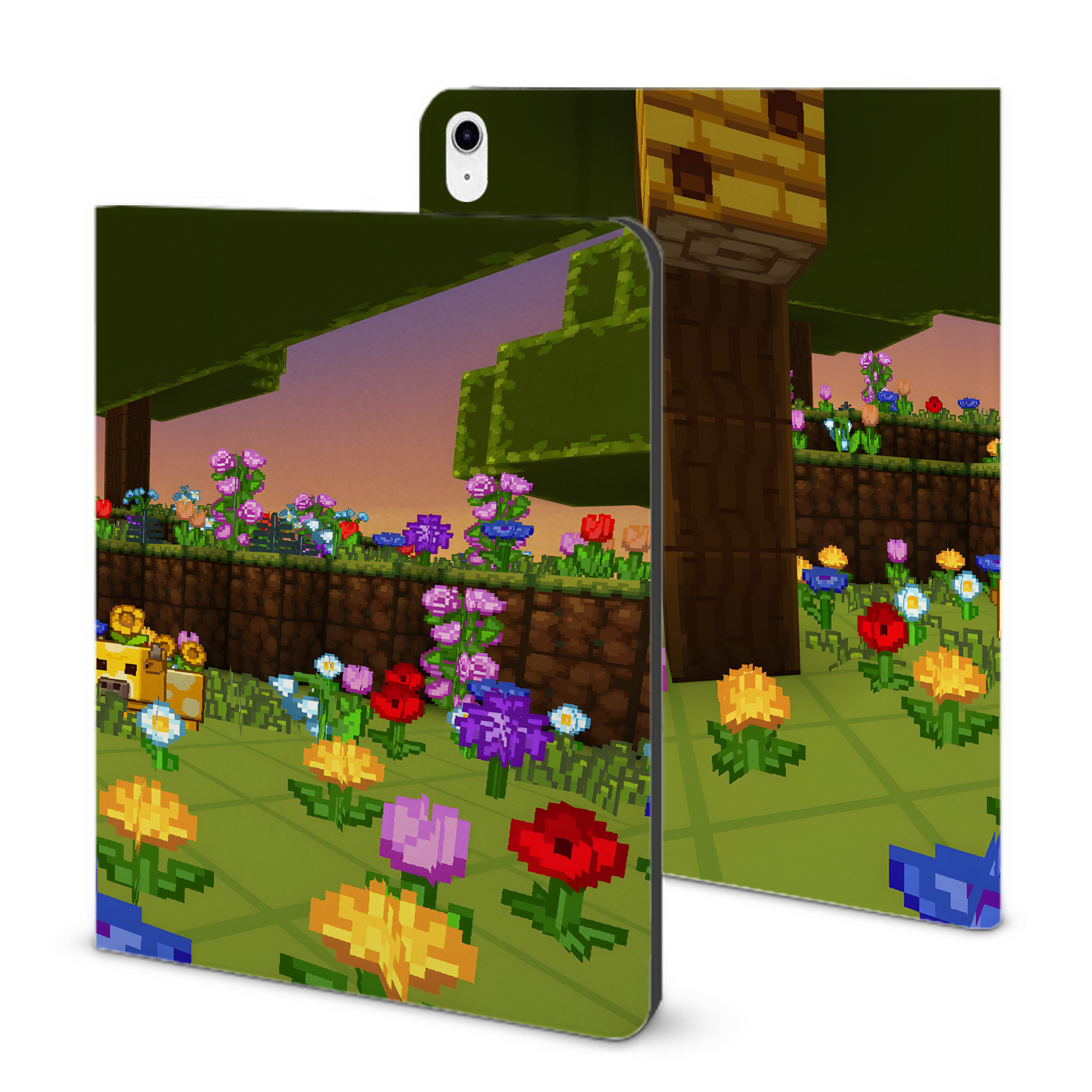 （画像用） マインクラフト ブロックの世界 Minecraft MC Block world IPad ケース ブック型 PUレザー TPU 耐衝撃 軽量 薄型 ペン収納なし 全面保護 IPad 各モデル対応